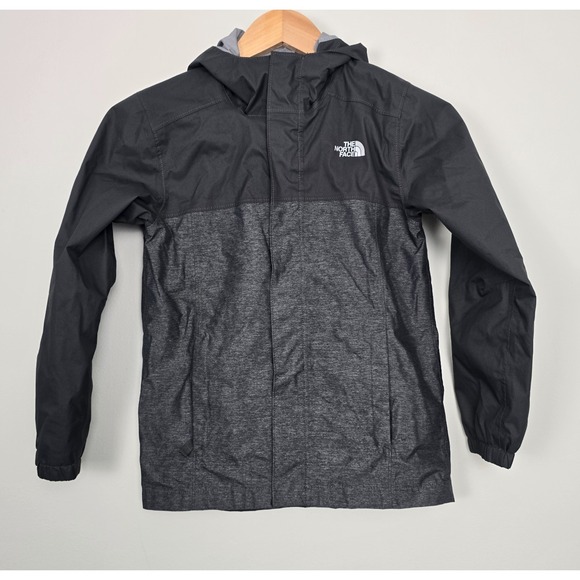 The North Face Boys DryVent Rain Jacket Black Gray Hooded Waterproof Size S - Picture 1 of 13